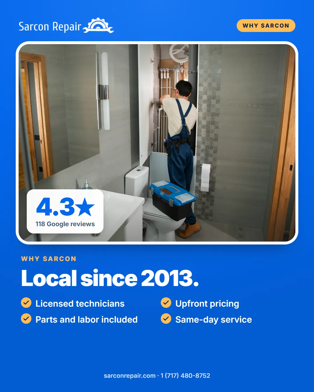 Sarcon Repair: 114K search impressions for a local repair business.